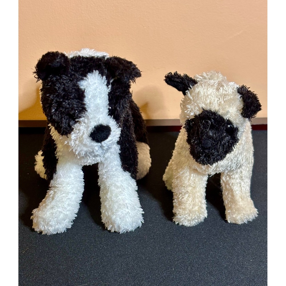 Douglas Cuddle Toys Plush Puppy Dog Lot Border Collie and Pug Stuffed Animals
